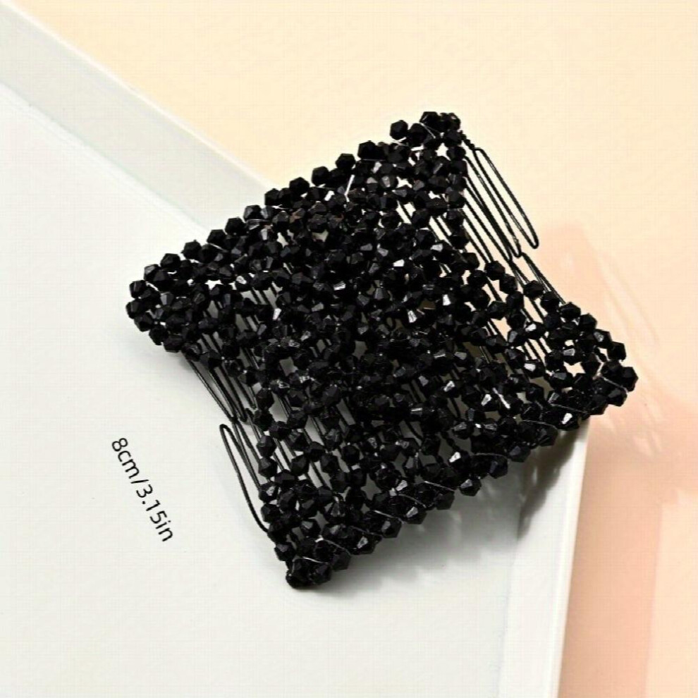 Elastic Double Side Hair Comb Hairdressing Ladies Hair Side Comb Beaded Headdress