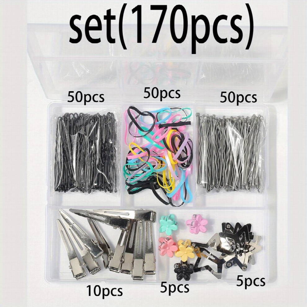 Hair Accessories Set Solid Hair Ting Silvery Duck Billed Clip Colorful Rubber Band Bobb Pin-image-OPC-PC2GS7D-NEW
