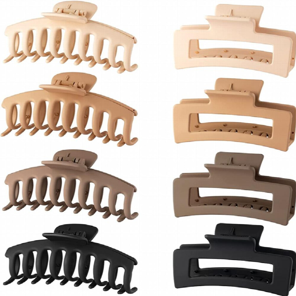 Unisex Multicoloured Large Hair Claw Clips Matte Rectangular Non Slip Strong Hold Grip Hair Jaw Clip For Thick Hair Accessories