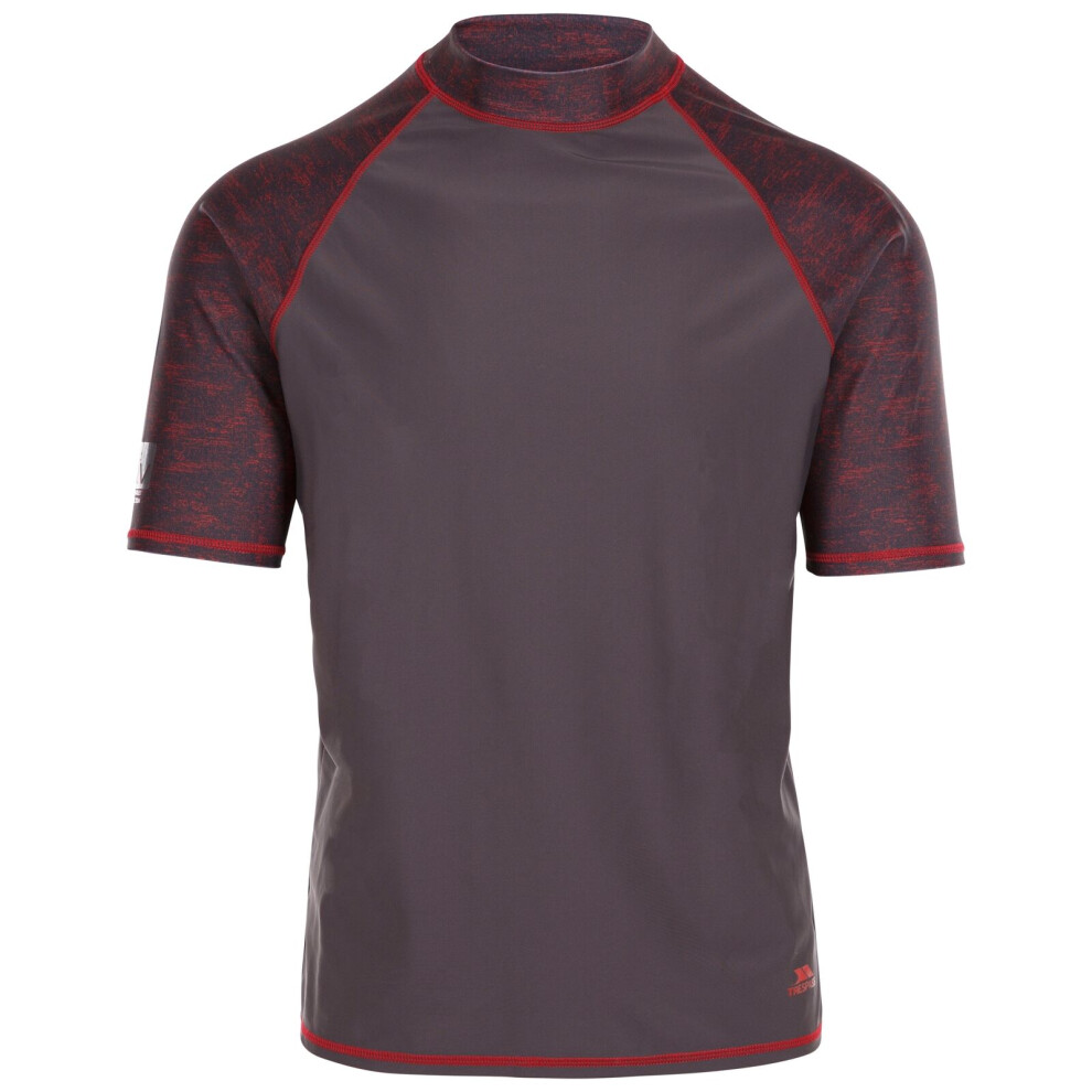 (S, Dark Grey) Trespass Mens Rash Guard Tshirt Short Sleeves Theo