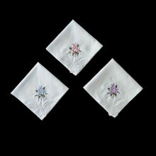 3PCS 60S Embroidered Handkerchief Lace Butterfly Wedding Hankies Home Decoration Accessories
