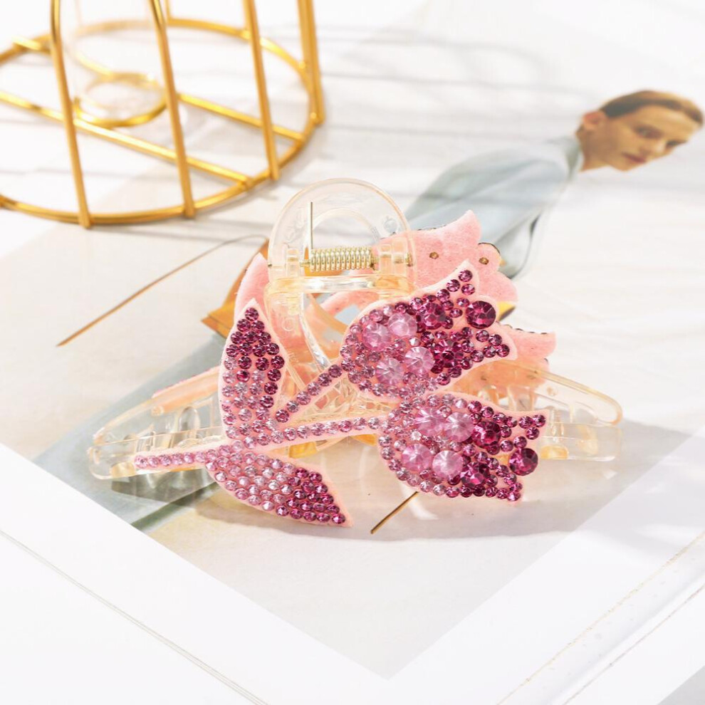 Rhinestone Double Flower Hair Clip Crystal Flower Hairpin Barrettes Crystal Glitter Hair Comb Claw For Women Girls Thick Long Hair-image-OPC-PC2GT2C-NEW