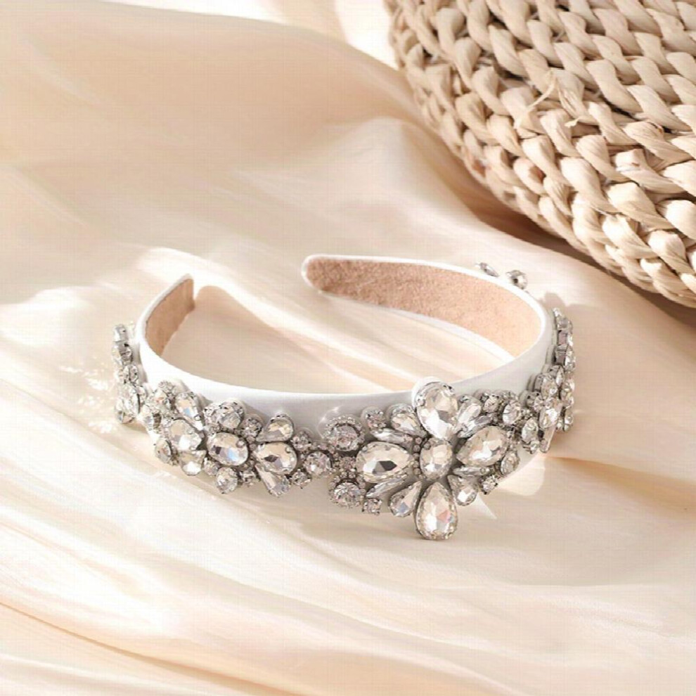 Baroque Rhinestone Flower Headband Crystal Padded Hair Band Vintage Headdress Wide Head Hoop Hair Accessories For Women Girls Party Prom-image-OPC-PC2GTJF-NEW