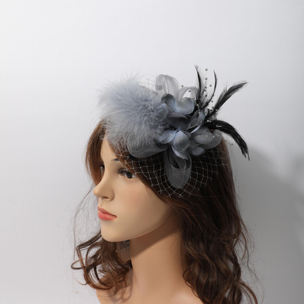 1pc Faux Feather Mesh Flower Head Piece Tea Party Cocktail Party Womens Hair Accessories-image-OPC-PC2GTQP-NEW