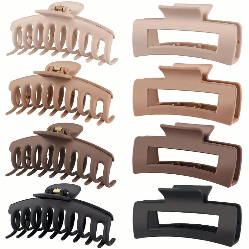 8pcs Style Hair Claw Clip Frosted Hair Claw For Thick Long Hair Ponytail Holder Shark Claw For Women Girls-image-OPC-PC2GV2J-NEW