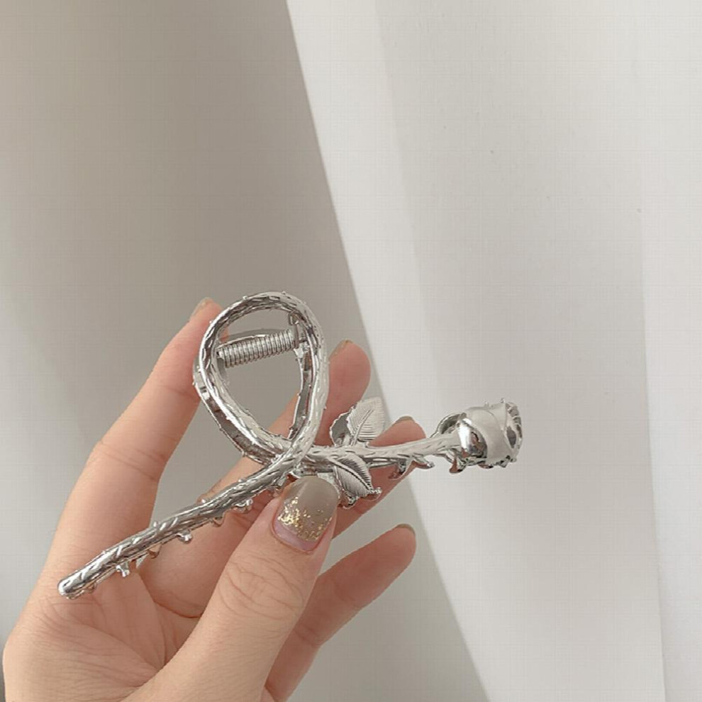 Large Metal Hair Claw Clip Hair Accessories Hair Claw For Thick And Thin Hair Golden And Silver Rose Flower Hair Clips Bridesmaid Gift-image-OPC-PC2GV9P-NEW