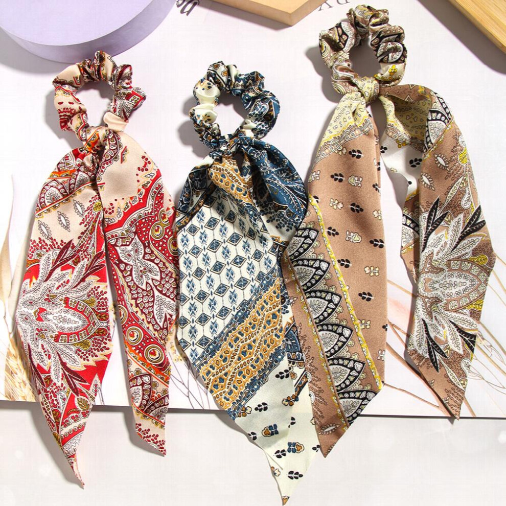 3pcs Print Hair Ties Retro Pattern Ribbon Scrunchies Boho Style Head Scarf Hair Accessory-image-OPC-PC2GV9T-NEW