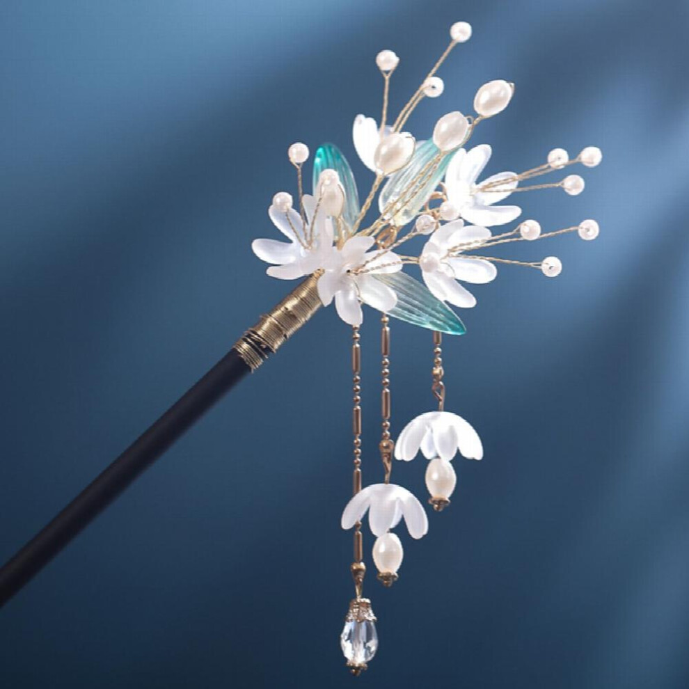 Beaded Flower Hair Pin Chinese Antique Style Tassel Hairpin For Women Girls Fairy Hair Accessories-image-OPC-PC2GVMX-NEW