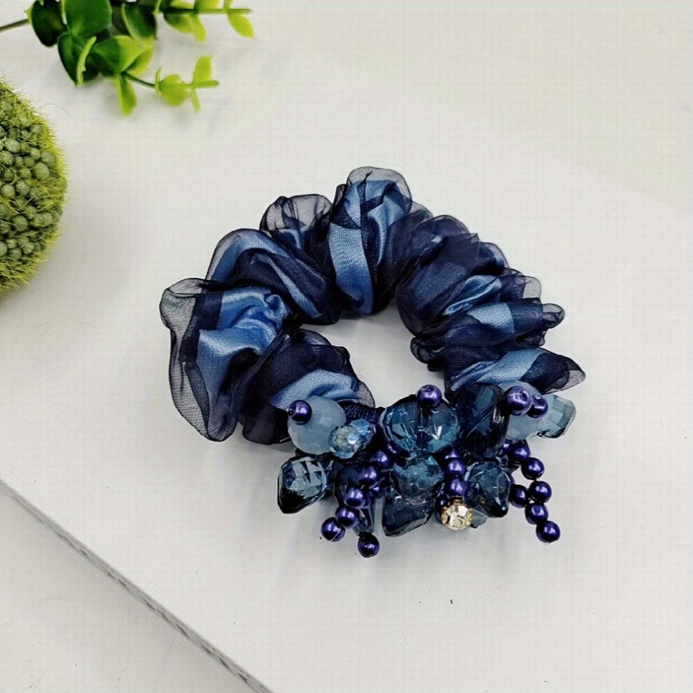 Beaded Crystal Scrunchies Organza Hair Tie Hair Accessories For Women Girls Ponytail Holder Hair Tie-image-OPC-PC2GVNP-NEW