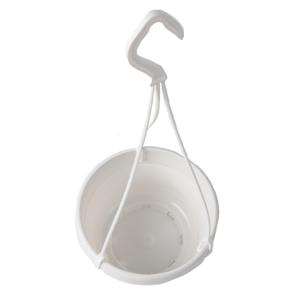 10 x Small White Liliane Hanging Pots with Non-Detachable Drip Trays.