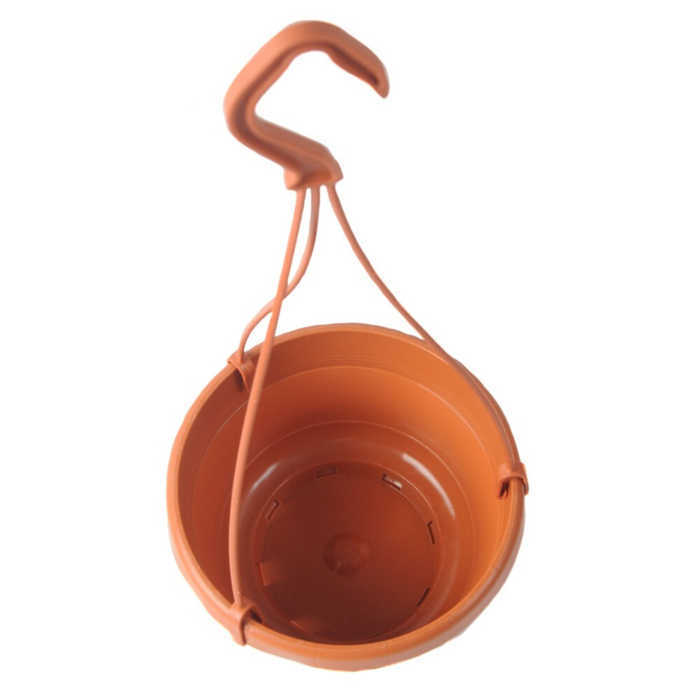 10 x Terracotta Colour Liliane Hanging Pots Non-Detachable Drip Trays.