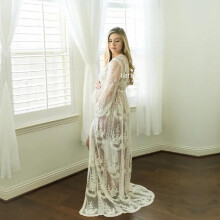 Cardigan Dress Crochet Lace Maternity Photography Props Dresses Maternity Photo Shoot Pregnancy Women Long Dress