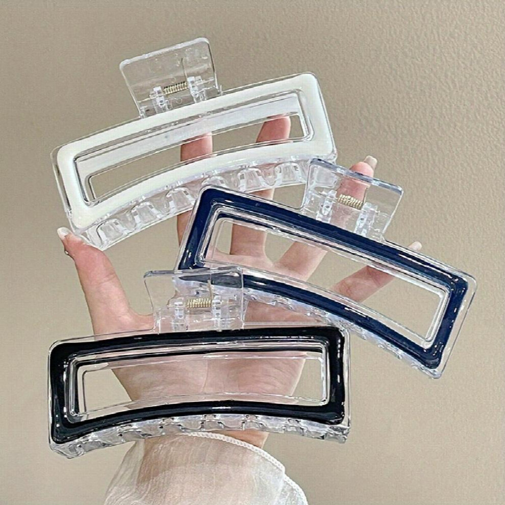 Large Sweet Hair Claw Hollow Rectangle Shaped Hair Claw Women Nonslip Ponytail Holder Shark Claw Style Hair Clip-image-OPC-PC2GWFK-NEW