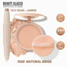 2 Pcs Face Makeup Set 2 In 1 Contouring & Highlighter Control Face Pressed Powder Matte Smooth Setting Powder Waterproof Long Lasting Finishing Powder
