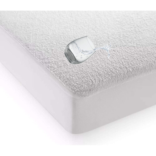 Waterproof Terry Mattress Protector Poly Cotton Topper Fitted Cover Double Bed