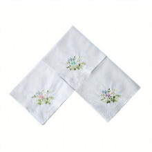 3PCS 60S Embroidered Handkerchief Lace Butterfly Wedding Hankies Home Decoration Accessories