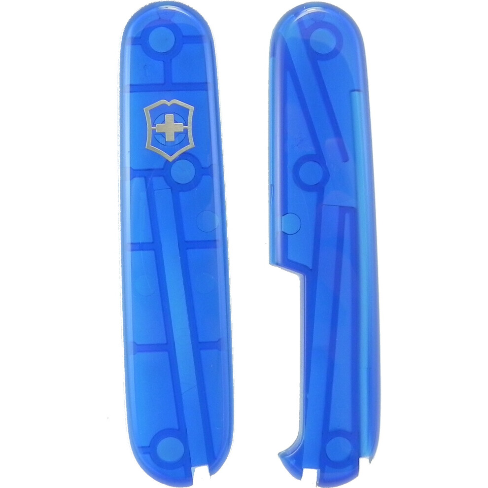 (translucent blue) Genuine Victorinox PLUS plastic covers - 91mm scales with extra pen slot