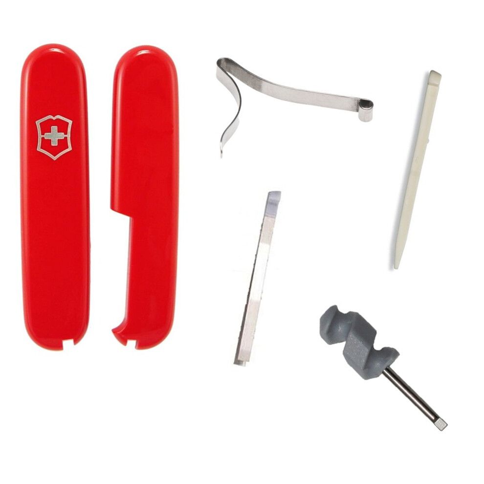 (red) Victorinox 91mm Swiss army knife spares - tweezers toothpick screwdriver handles