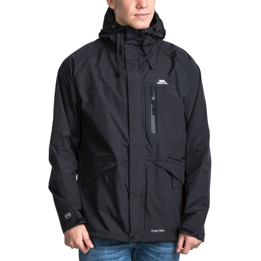(S, Black) Trespass Mens Corvo Waterproof Windproof Outdoor Walking Hiking Jacket Coat