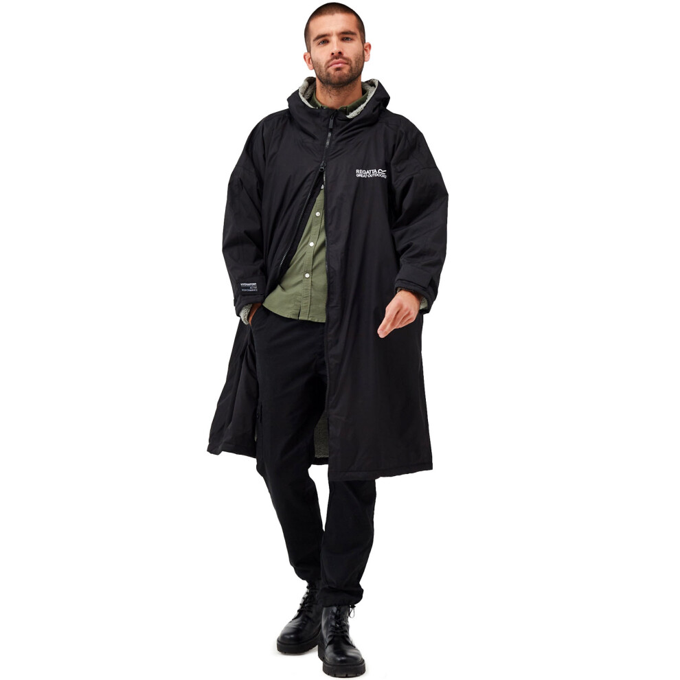 (LXL, Black) Regatta Outdoor Active Unisex Waterproof Zip Surfing Beach Changing Robe