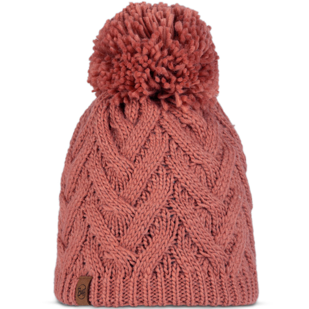 Buff (One Size, Crimson) Unisex Knitted Fleece Lined Warm Winter Beanie Hat