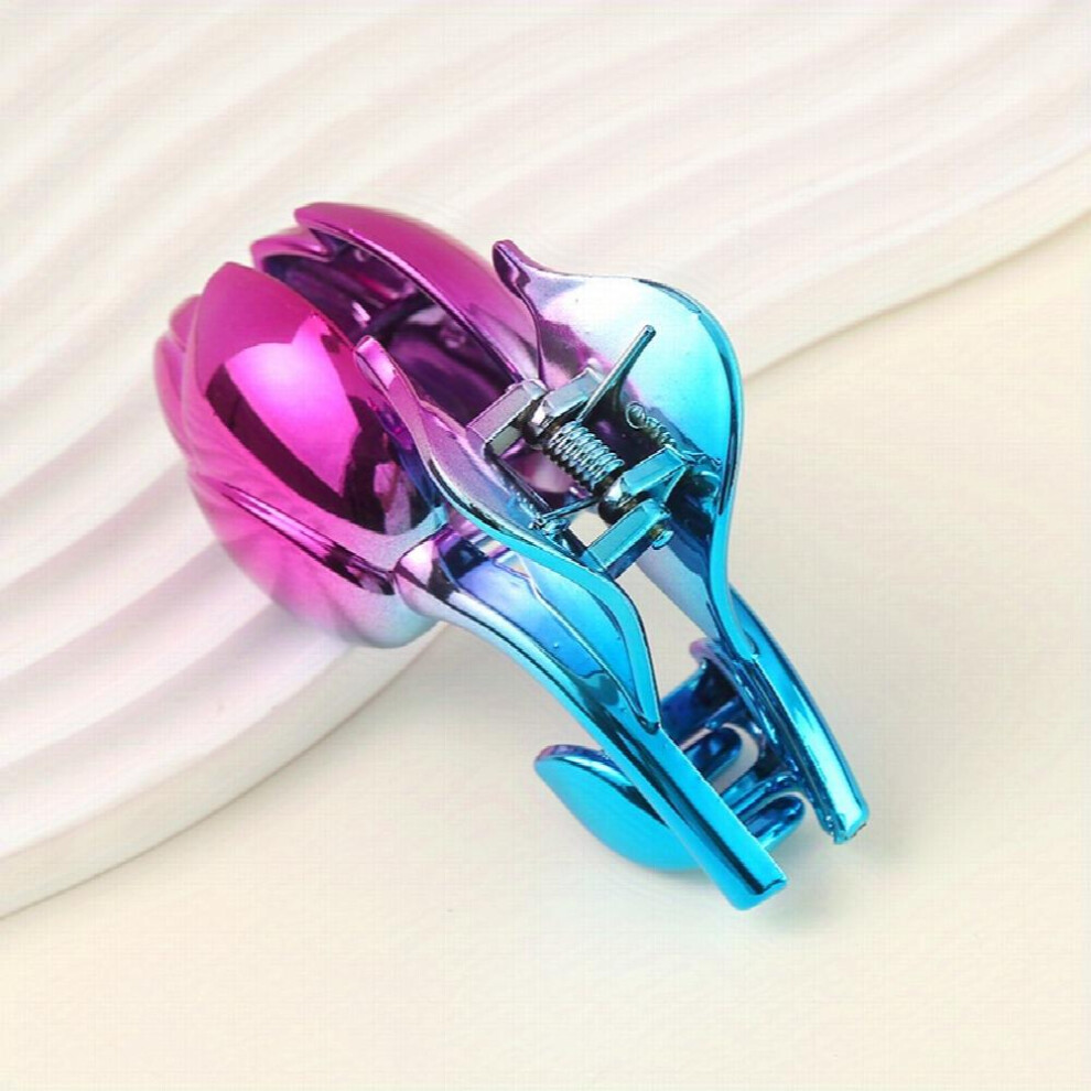 1pc Gradient Holographic Hair Claw Rose Shaped Hair Claw Laser Y2K Hair Claw Clip For Women Girls Ponytail Holder Hair Claw-image-OPC-PC2GXR2-NEW