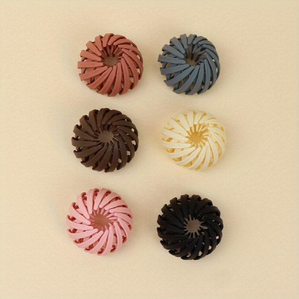 6pcs Matte Nest Clip Expandable Hair Clip For Ponytail Bun Holder Retractable Hair Claw For Women Girls-image-OPC-PC2GXXT-NEW