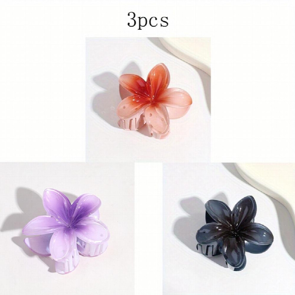 3PCS Flower Shape Gradient Hair Claw Floral Shark Claw Ponytail Holder Hair Accessories For Women-image-OPC-PC2GYMK-NEW