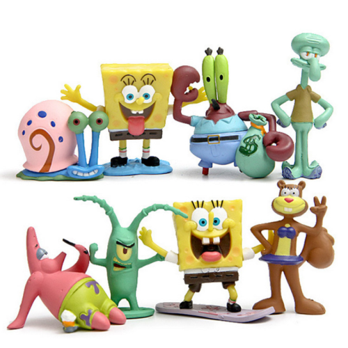 8PCS SpongeBob SquarePants Patrick Star Squidward Krabs Gary Action Figure Toy