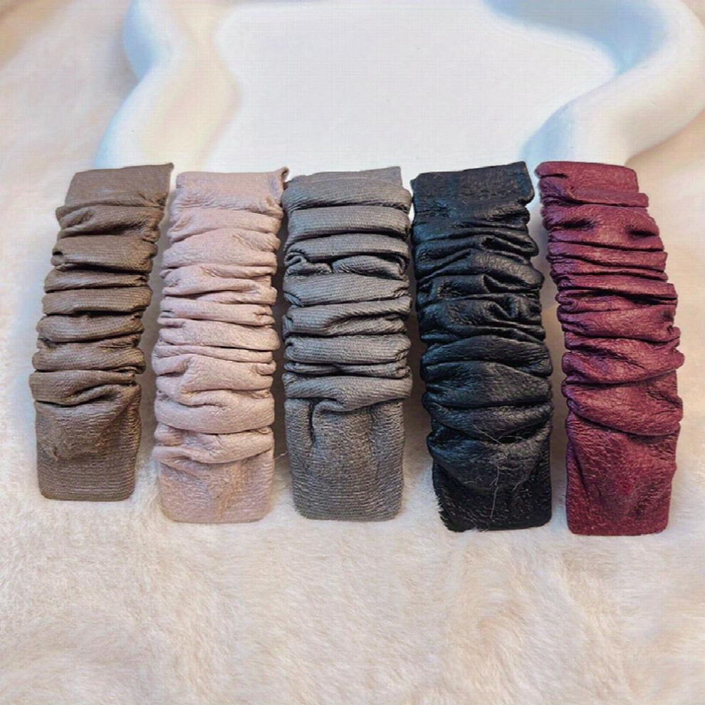 5pcs Pleated PU Leather Snap Clip Style Hair Clip Hairpin For Side Hair Bang Women Girls-image-OPC-PC2GYTT-NEW