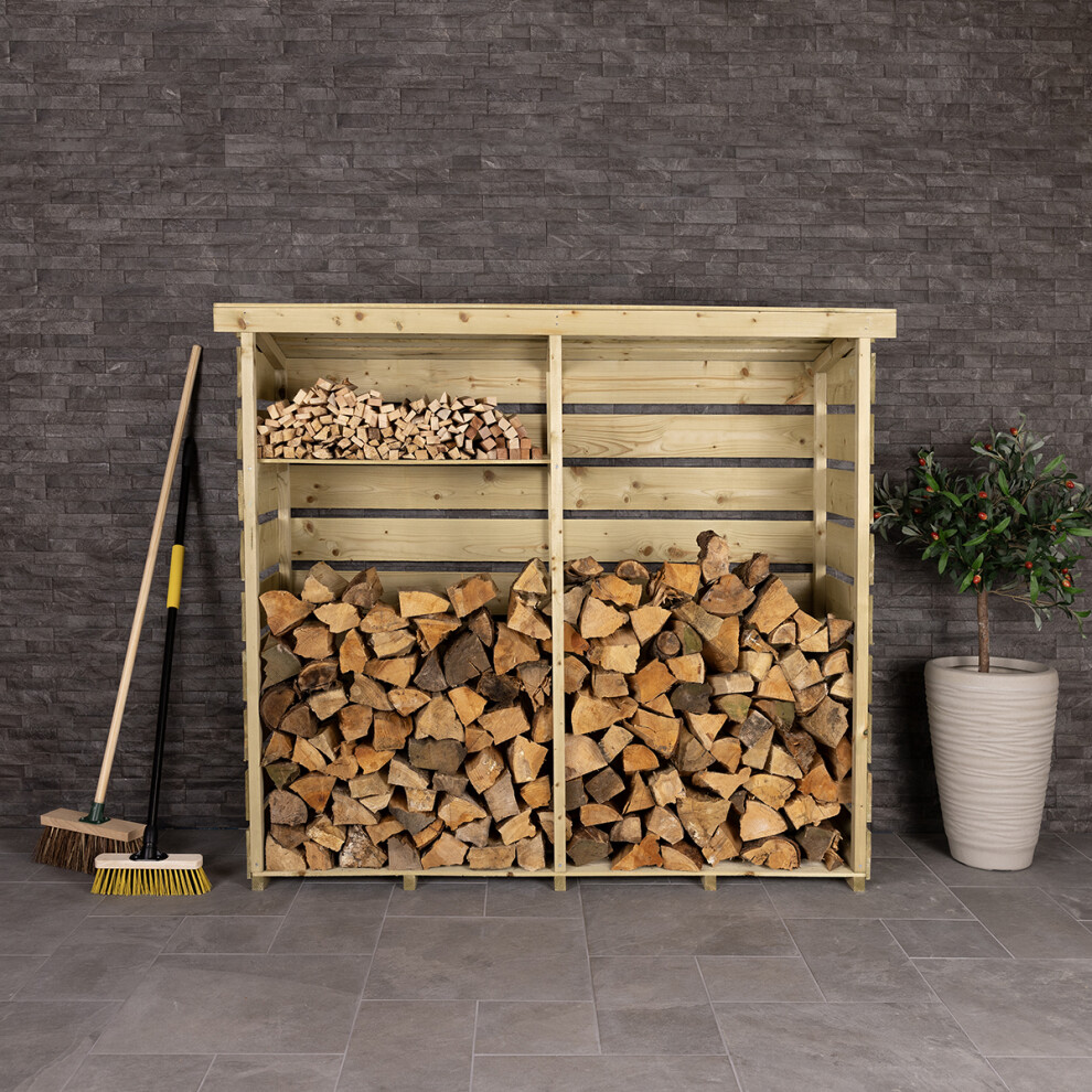 Charles Bentley FSC Nordic Spruce Wood Double Log Store Firewood Storage Heavy-image-OPC-P6SKPF6-NEW