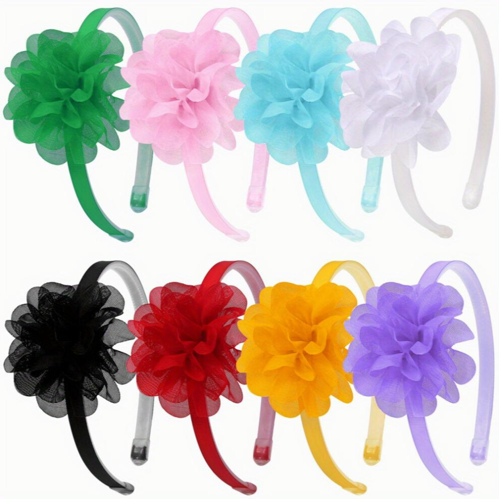 8pcs Flower Headband Mesh Floral Head Hoop Non slip Hair Band Hair Accessories For Women-image-OPC-PC2GZTX-NEW
