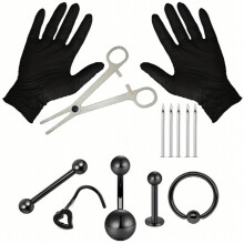 Body Piercing Kit For Nose Lip Ear Stainless Steel Piercing Professional Nose Earrings Body Piercing Tools Home DIY Piercing Kit