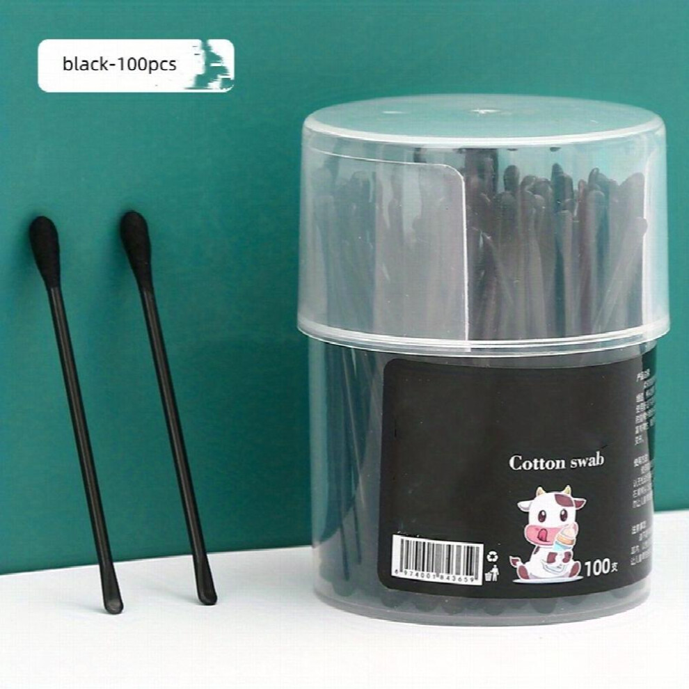 100pcs 2 in 1 Adult Baby Swabs Ear Scoop Cleaning Makeup Double headed purpose Cotton Swabs With Storage Case