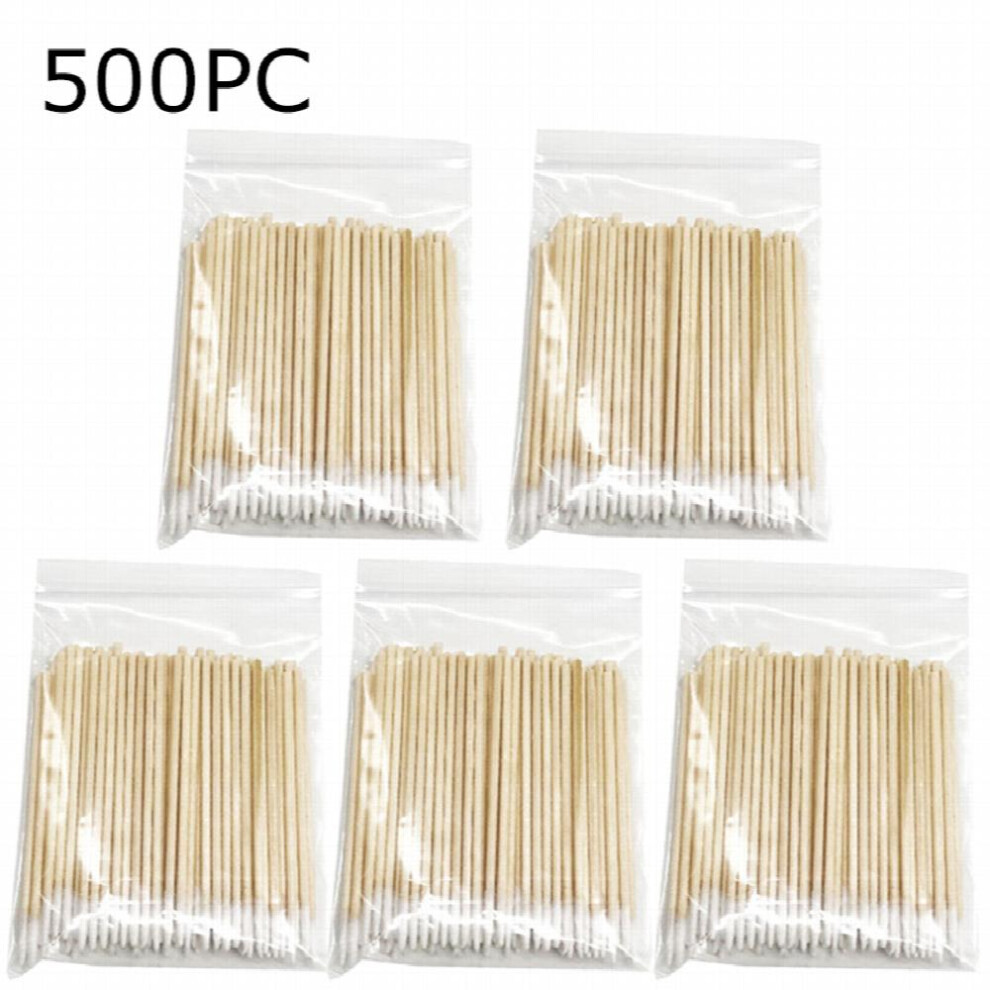 500PC Disposable Micro Swabs Nails Makeup Ears Cleaning Sticks Cosmetic Wood Buds Tips Eyelash Extension Tools