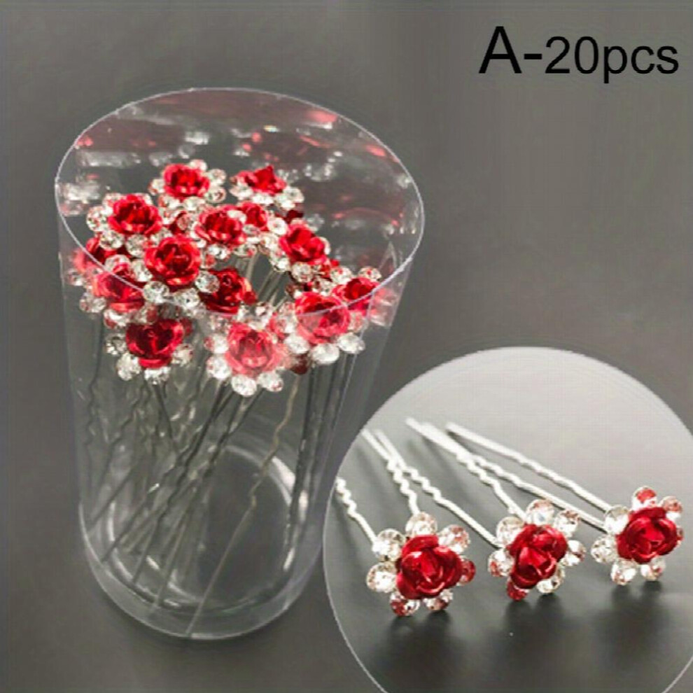 20pcs Crystal Flower Hairpins Women Flower Jewelry Wedding Hair Decor Clips Rhinestone Hair Pin-image-OPC-PC2H2TH-NEW