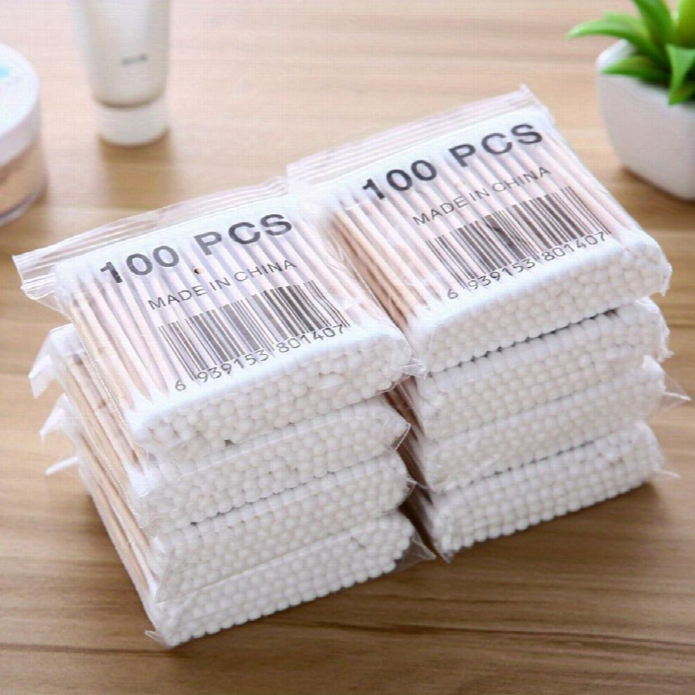 100 200pcs Disposable Cotton Swabs Double Round Tip For Ear Nose Clean Excellent Beauty Tools For Effective Makeup And Personal Care