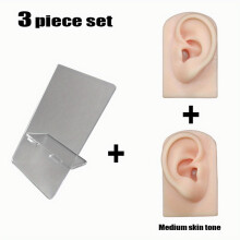 3D Silicone False Ear Model For Male And Female Body Piercing Ear Studs Earrings Novice Practice Piercing Training Silicone Props 3 piece Set Brown