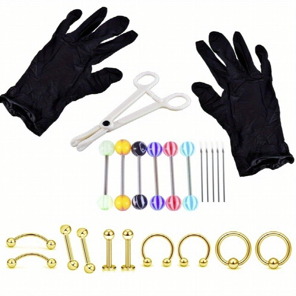 3Types Eyebrow Body Tongue Lip Crystal Safety Disposable Piercing Jewelry Tool Sets