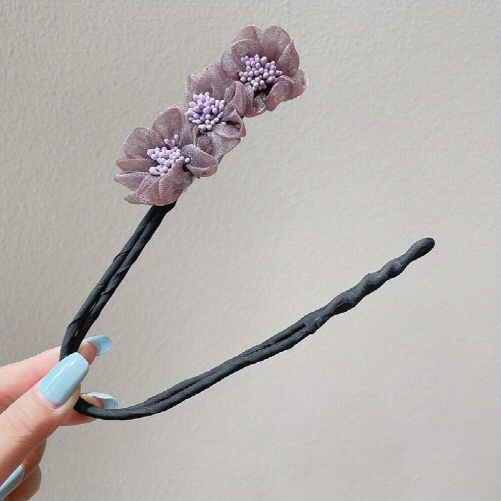 Flowers Organza Fluffy Twist Hair Pin Buns Alloy Hairpin Accessories For Women-image-OPC-PC2H5HH-NEW