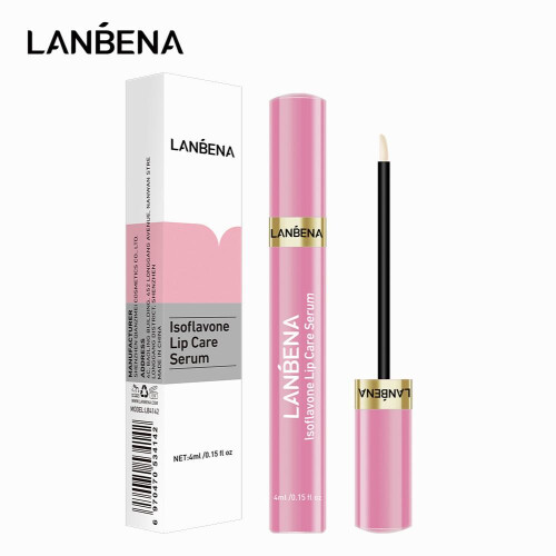 LANBENA Cherry Pink Lip Care Serum Lip Plumping Tool With Isoflavone Moisturizing And Hydrating Nourishing Lips Sooth Dryness Fade Lip Wrinkles