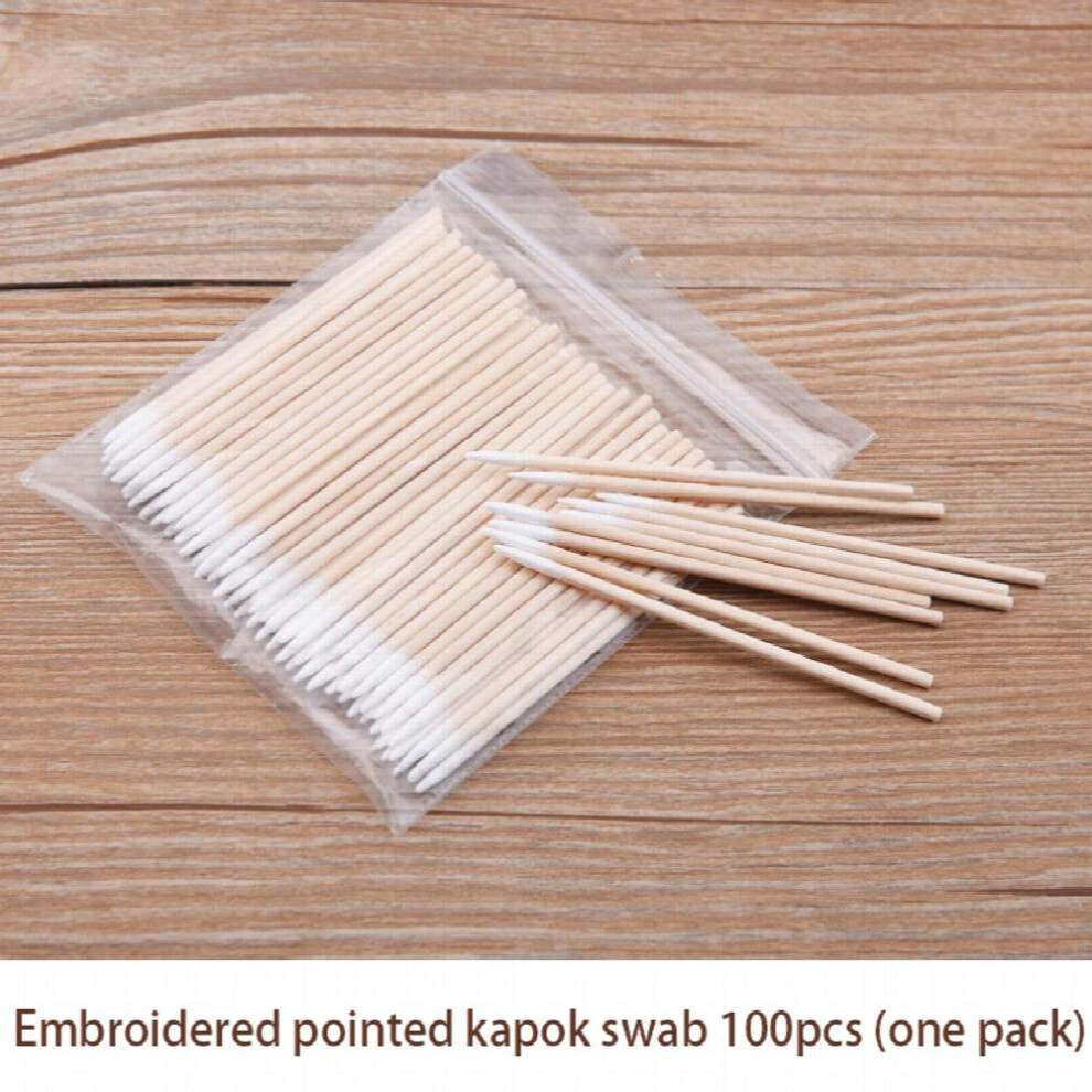 100pcs Microblading Cotton Swabs Disposable Pointed Tip Swabs Multipurpose Precision Swabs Wood Sticks Swabs For Make Up Tattoo Permanent Supplies