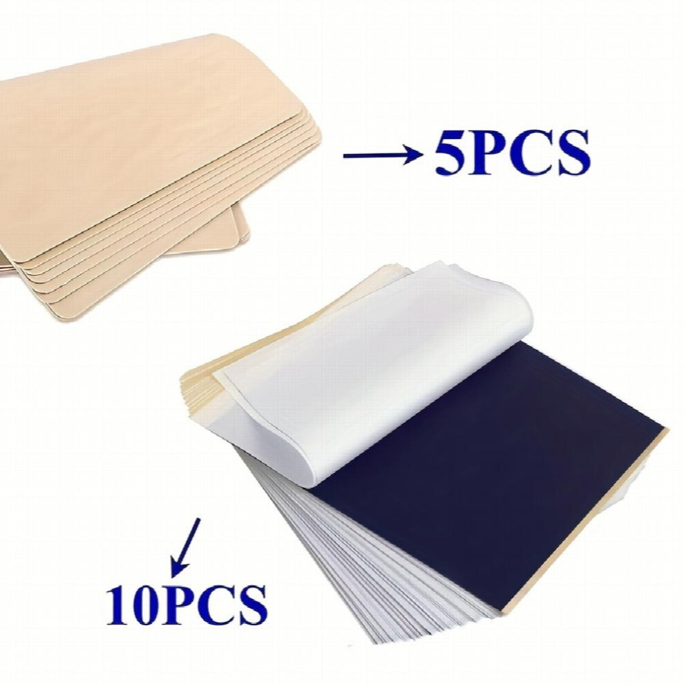 5pcs Tattoo Skin Practice And 10pcs Tattoo Transfer Paper Double Sided Microblading Tattoo Tools For Permanent Makeup For Tattoo Beginner And Artists
