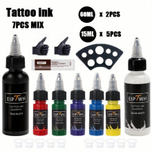 7PCS Tattoo Ink Mix Kit 7 Colors Ink Pigment With Cup Holder Ink Cup Professional Tattoo Pigment Set