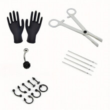 16pcs set Eyebrow Body Tongue Lip Crystal Safety Disposable Piercing Jewelry Tool Sets