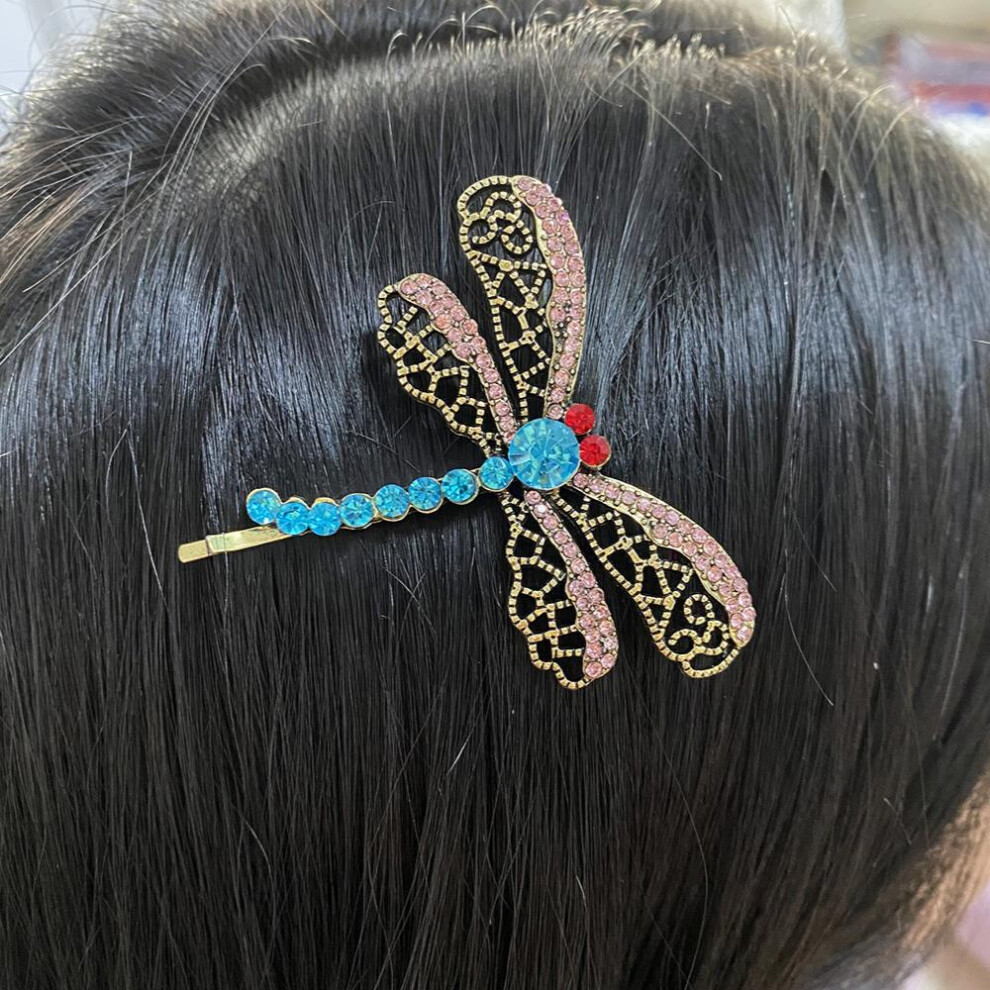 Crystal Rhinestone Dragonfly Shape Hair Clip Bobby Pin Non slip Side Clip Head Jewelry Hair Accessories-image-OPC-PC2H5WW-NEW