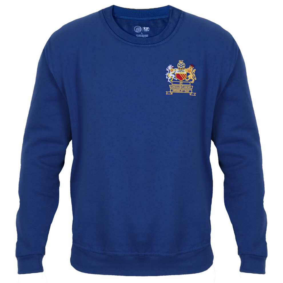 (Blue United 68, Large) Fan Originals Manchester Sweatshirt Mens 1968 European Colours Blue