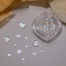 1 Bottle Aurora Love Heart Nail Art Girl Relief Sticker 3D Rhinestones Flat Bottom Mixed Manicure Crystal Jewelry Charms