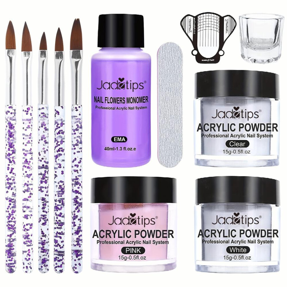 Pink Acrylic Nail Kit Acrylic Powder And Liquid Set Monomer Liquid Set With Nail Brush Clear Nail Powder Kit For Acrylic Nails Extension Beginner Set