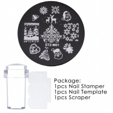 Christmas Nails Art Stamp Plate Set Snowflakes Elk Santa Claus Gift Mold With Stamper Scrapper Printing Stencil Template For Nail Decor